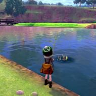 A Brilliant Pokemon encounter while fishing (Image via Nintendo)